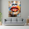 Leinwandbild Wandbild rote Lippen, Frau bunt Kunstdruck XL Produktbild-Vorschau 2