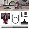 A collage of images showing a bagless cyclonic vacuum cleaner and its accessories. Produktbild-Vorschau