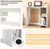 Collage of images showing a white desk with a laptop, books, and decorative items. Includes close-ups of structural elements and floor protectors. Anteprima dell’immagine prodotto