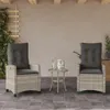 vidaXL 3-tlg. Bistro-Set mit Kissen Hellgrau Poly Rattan Produktbild-Vorschau 2
