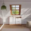 A modern storage cabinet set with a window and hanging plant in the background. Náhled obrázku produktu