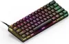 A black gaming keyboard with RGB lighting is shown from a diagonal angle against a white background. Produktbild-Vorschau