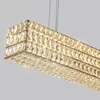 A close-up, angled view of a rectangular crystal chandelier. Náhľad obrázku produktu