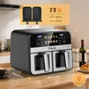 OYAJIA Doppelkammer-Heißluftfritteuse 2x5L | Airfryer 10L Produktbild-Vorschau 6