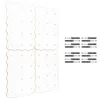 Four white climbing wall panels with pre-drilled holes and a set of screws and wall anchors are arranged on a white background. Náhled obrázku produktu