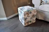 Design Hocker Pouf Carl Svensson Türkis Creme Rosen Blumen Produktbild-Vorschau 1