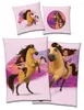 A collage of four pillowcases featuring animated characters of a horse and a girl. Produktbild-Vorschau