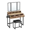 A vanity desk with a tri-fold mirror and stool. Náhľad obrázku produktu