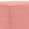 A close-up view of the corner of a pink upholstered ottoman. Produktbild-Vorschau