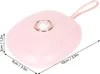 A pink oval-shaped digital alarm clock with a gold-trimmed LED light on top and a pink strap attached to the side. Dimensions are indicated with lines and text. Podgląd zdjęcia produktu