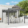 An outdoor dining area with a pergola, table, chairs, and grill. Produktbild-Vorschau