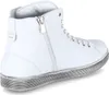 A white high-top sneaker with a silver sole and zipper. Produktbild-Vorschau