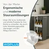 A marketing image for kitchen storage solutions, showing a cabinet pull-out with bottles and a close-up of a drawer mechanism. Voir les images du produit