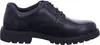 A studio shot of a single black leather shoe. Produktbild-Vorschau