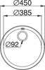 A technical drawing of a round sink with dimensions indicated. Produktbild-Vorschau