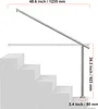 A diagram showing a silver handrail installed on stairs, with dimensions indicated. Podgląd zdjęcia produktu