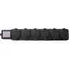 A black outdoor power strip with six outlets and a red indicator light is shown against a white background. Produktbild-Vorschau