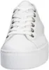 A white platform sneaker is shown from the front against a white background. Voir les images du produit