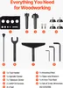 A flat lay of woodworking tools and accessories, with numbered labels and a descriptive list below. Anteprima dell’immagine prodotto