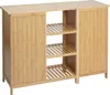 A bamboo bathroom cabinet with two doors and open shelving. Podgląd zdjęcia produktu