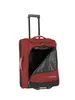 A red and black rolling suitcase with its main compartment open. Produktbild-Vorschau