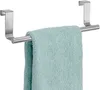A silver metal over-the-door towel rack holding a teal towel. Produktbild-Vorschau
