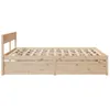 A side view of a wooden bed frame with drawers. Produktbild-Vorschau