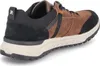 A side view of a brown and black sneaker. Voir les images du produit