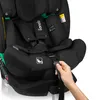 A close-up of a black car seat with a hand adjusting a strap. Produktbild-Vorschau