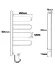 A diagram showing the dimensions of an electric towel dryer. Podgląd zdjęcia produktu