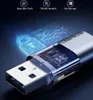 A close-up, angled view of a USB data blocker device plugged into a USB port, with digital graphics of a lock and circuit board overlaid. Produktbild-Vorschau