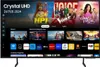 A Samsung Crystal UHD TV displaying a smart TV interface with various streaming service logos and program previews. Produktbild-Vorschau
