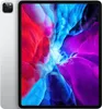 A silver Apple iPad Pro 12.9" (2020) with a colorful wallpaper displayed on its screen, shown from a front-side angle. Produktbild-Vorschau