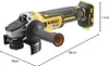 A DeWalt angle grinder with dimensions indicated by lines and text. Voir les images du produit