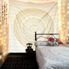 Wandteppich Decke 208 x 232 cm Boho Weiß-goldene Mandala Produktbild-Vorschau 2