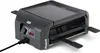 A black and gray Stöckli Raclette + Pizza Grill Four4 Basisgerät anthrazit is shown from a diagonal front-left angle against a white background. Produktbild-Vorschau