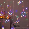 LED Stern Mond Lichtervorhang Bunt Lichterkette Produktbild-Vorschau 2