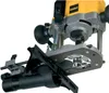 A DeWALT router with an attached parallel guide and dust collection attachment, shown against a white background. Produktbild-Vorschau