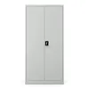 A light gray metal cabinet with two doors and a black lock is shown against a white background. Náhľad obrázku produktu