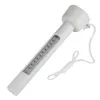 A white floating thermometer with a string attached lies on a white background. Produktbild-Vorschau
