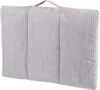 A light gray, corduroy pet bed with a handle on top, shown from a slightly angled side view. Náhľad obrázku produktu