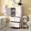 A bathroom scene with a white cabinet, bathtub, and toilet. Produktbild-Vorschau