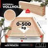 A collage showing wooden bed slats, highlighting material and load capacity. Produktbild-Vorschau
