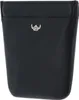A black leather coin purse with a silver logo. Anteprima dell’immagine prodotto