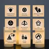 A grid of icons and text describing features of LED candles, with some LED candles visible in the foreground. Produktbild-Vorschau