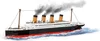 A model of the R.M.S. Titanic sailing on water with smoke coming from its funnels. Náhľad obrázku produktu