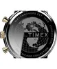 The back of a Timex watch with a world map engraving. Podgląd zdjęcia produktu