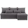 A dark gray sectional sofa with multiple cushions, shown from the front against a white background. Produktbild-Vorschau
