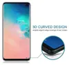 A smartphone screen protector is shown with marketing text and a close-up of the curved edge. Produktbild-Vorschau