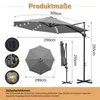 Ikodm Gartenschirm 3m Grau, Ampelschirm mit 28 LED, Produktbild-Vorschau 2